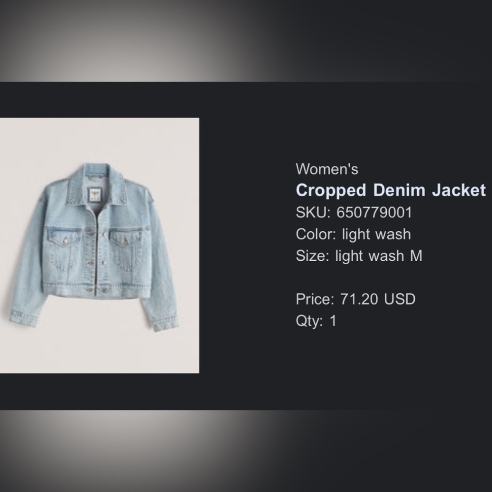Abercrombie & Fitch Women’s Denim Cropped Jacket